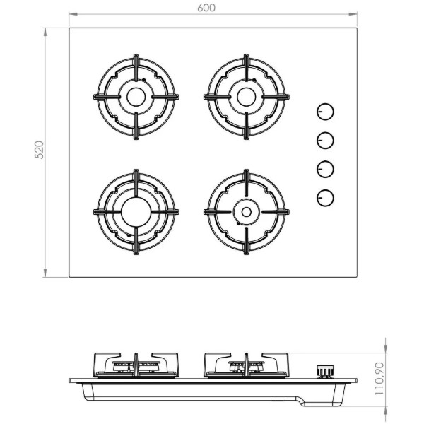 Фото - Варочная панель газовая Kumtel C6-40BF WHITE